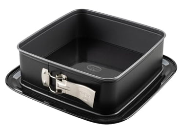 Dr. Oetker Quadratische Springform mit Emaille-Servierboden – Perfekt für Kuchen und Torten, 24 x 24 x 8,5 cm, Antihaft, Hitzebeständig, Schwarz/Silber im Sale